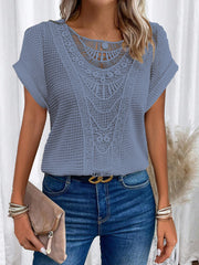 Casual Lace Patchwork Short-Sleeved T-Shirt