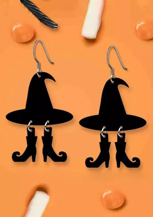 Halloween Witch's Hat And Boots Pendant Earrings