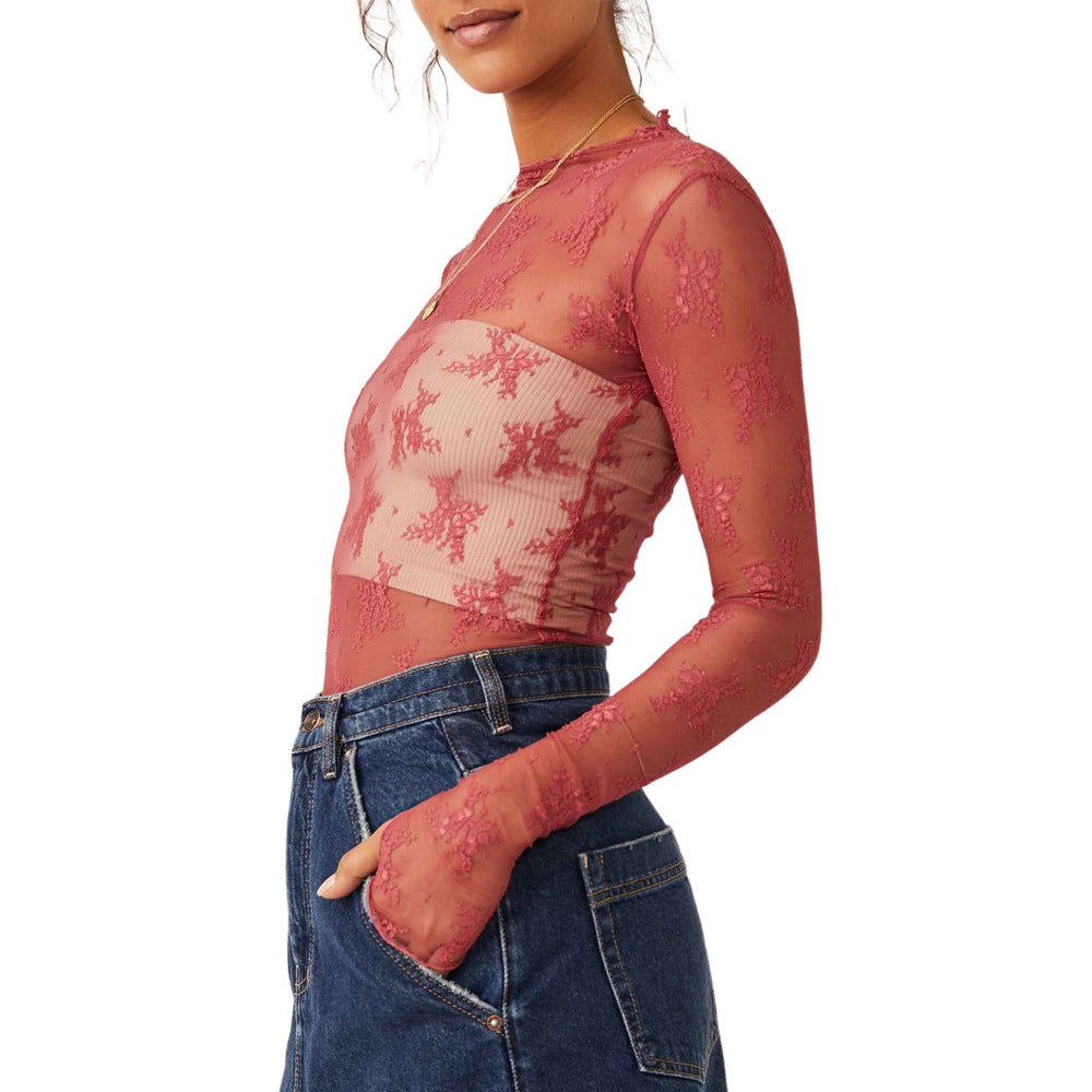 See-Through Lace Mesh Multi-Color Sexy T-shirt