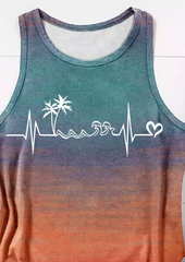 Beach Heartbeat Coconut Tree Gradient Racerback Tank