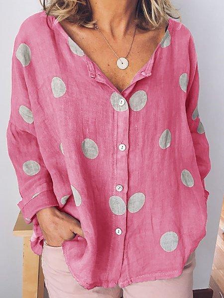 BUTTONED LONG SLEEVE CASUAL BLOUSE