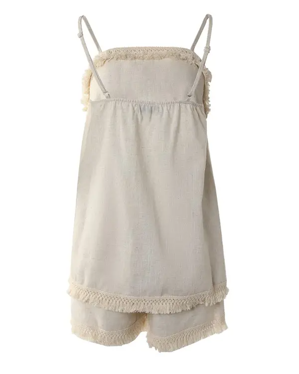 Spaghetti Strap Tassel Design Top & Shorts Set