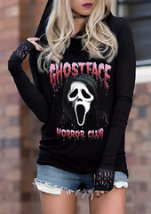 Halloween Ghost Face Horror Club Hoodie - Black