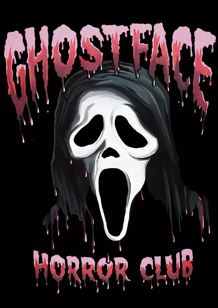 Halloween Ghost Face Horror Club Hoodie - Black