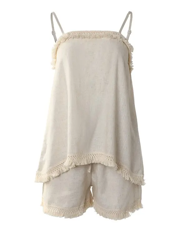 Spaghetti Strap Tassel Design Top & Shorts Set