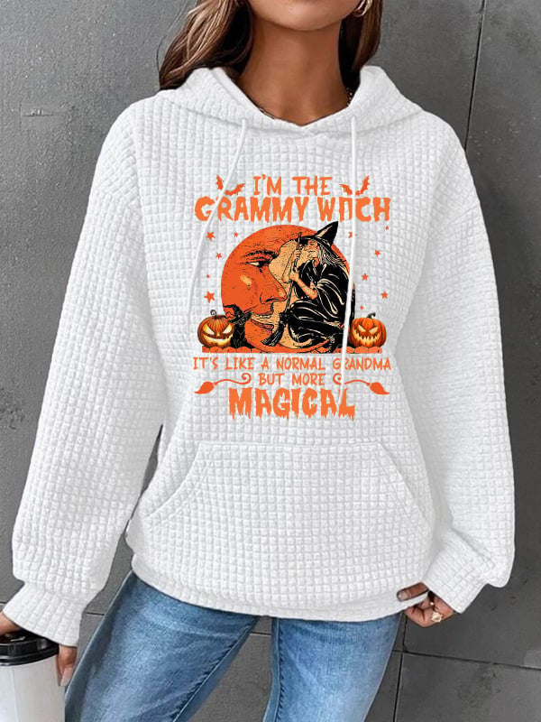 White Magic Print Long Sleeve Hooded Sweatshirt