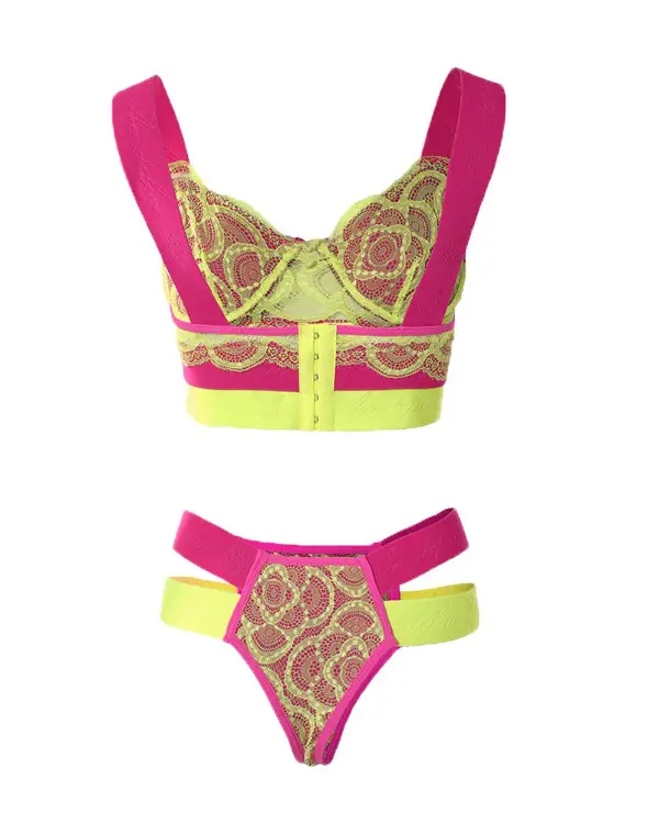 Colorblock Contrast Lace Lingerie Set