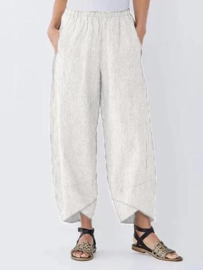 WOMEN'S POCKETS STRIPED CASUAL CAPRI PANTS