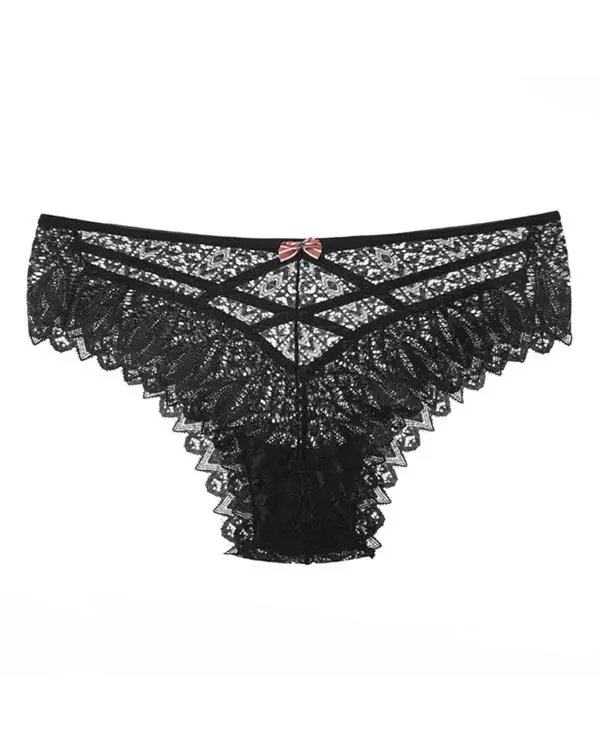 Bowknot Decor Crochet Lace Criss Cross Panty