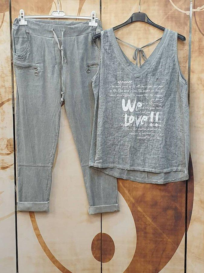 Letter Sleeveless Spaghetti Casual Suits