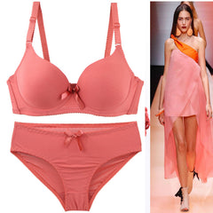 Sexy Solid Color Glossy One-Piece Seamless Bra And Lingerie Set