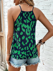 V-Neck Leopard Print Patchwork Solid Color Suspender Loose Top