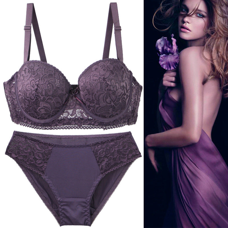 Sexy Lace Bra Set With Underwire And Push-Up Design