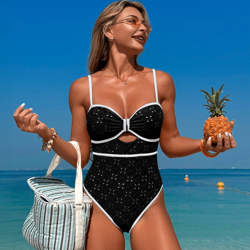 Solid Color Hollow Sling One Piece