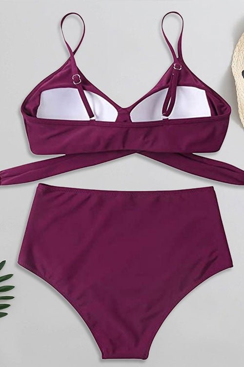 Bandeau High Waisted Tummy Control Two Piece Bikini