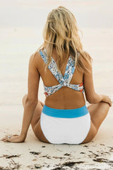 High-Waist Colorblock Tuscany Floral Bikini Set