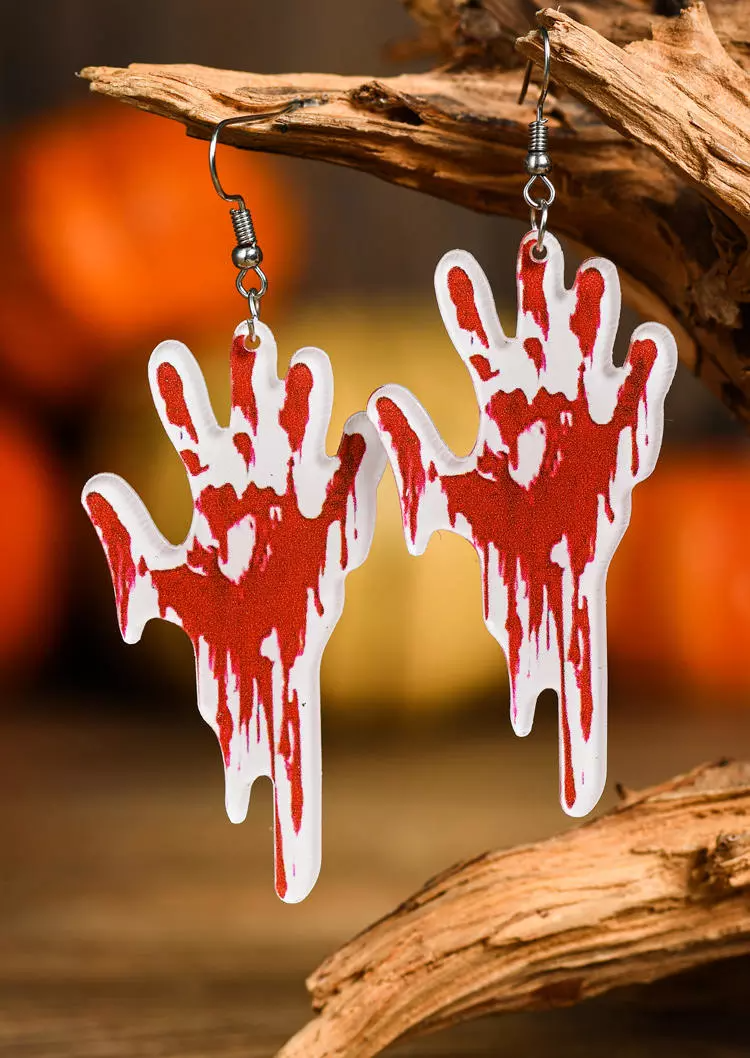 Halloween Blood Splatter Help Hand Earrings