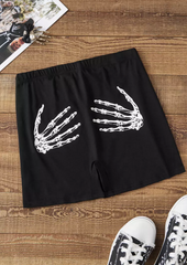 Halloween Skeleton Hand Boyshort Panties - Black