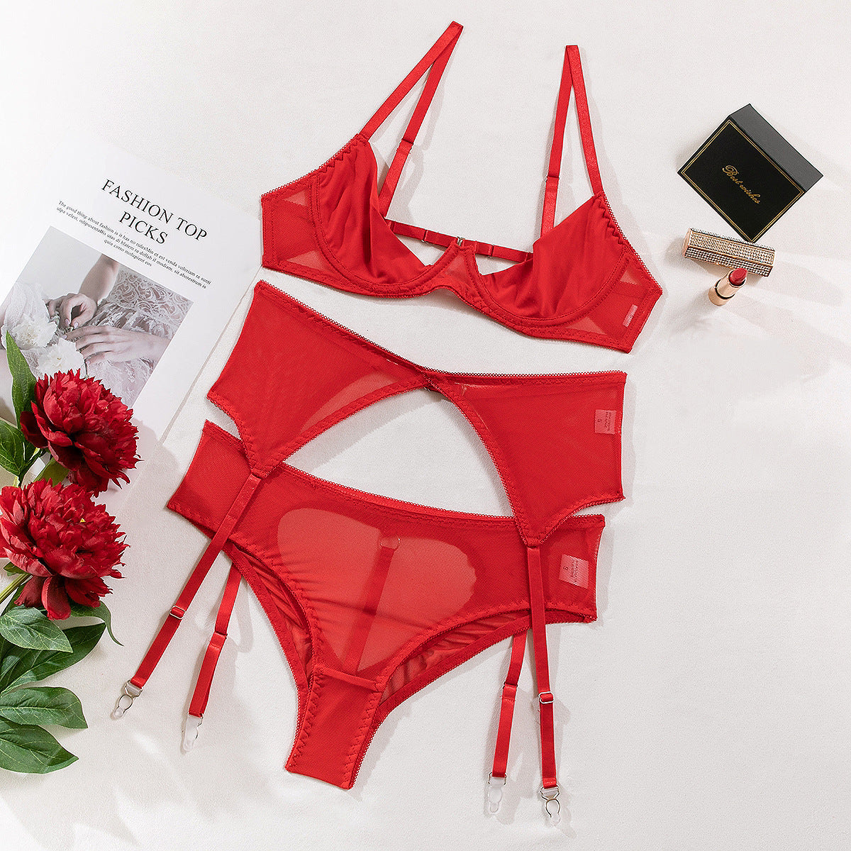 Women's Sexy Lingerie Sets 3 Pieces Pure Color Lovers