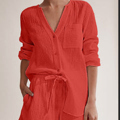 Solid Color Double Layer Gauze Cotton Fashion Suit