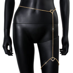 Diamond-Studded Heart-Shaped Sexy Leg Ring And Body Chain