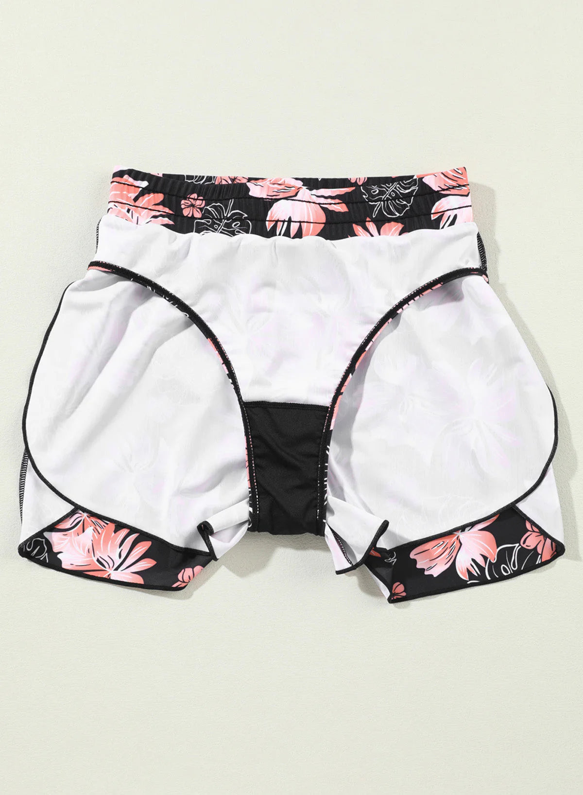 Floral Print Simple High Waist Swim Short
