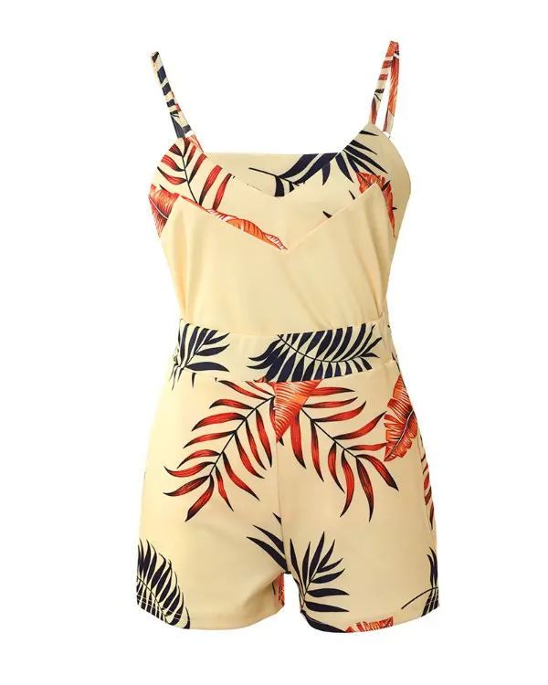 Leaf Print Cami Top & Shorts Set