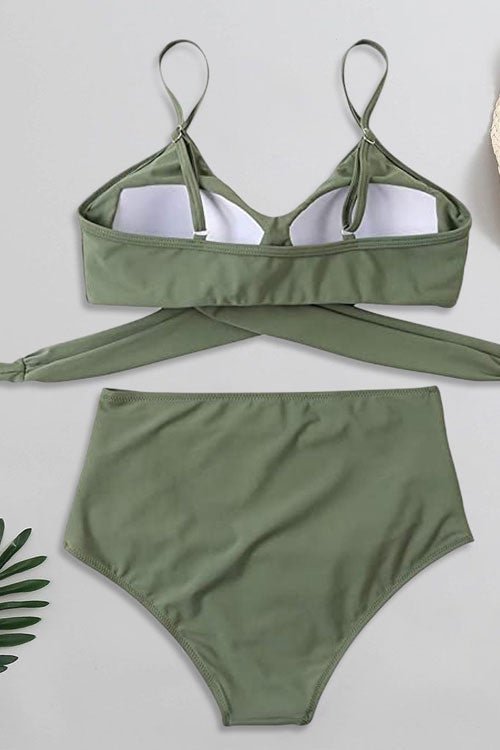 Bandeau High Waisted Tummy Control Two Piece Bikini