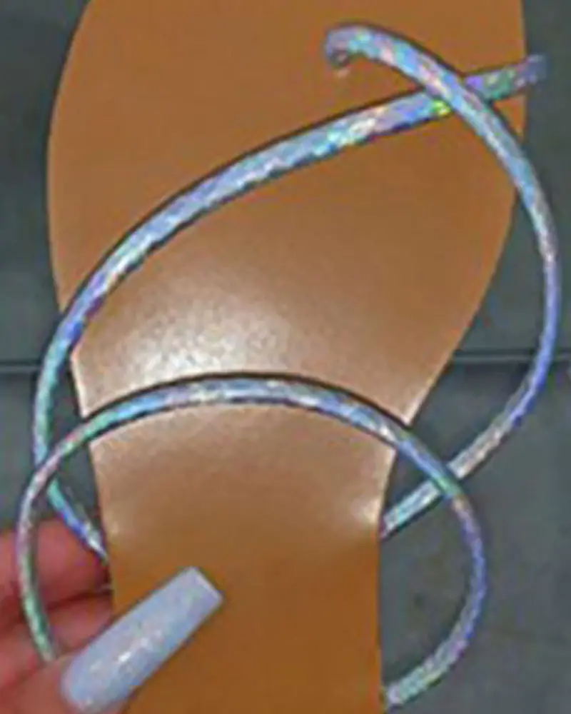 Toe Ring Colorblock Flat Sandals