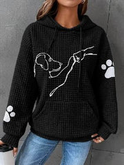 Long-Sleeved Hooded Dog Printed Casual Pullover Sweatshirt