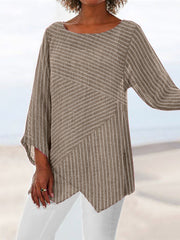 Crew Neck Long Sleeve Paneled Holiday Shirts