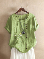 Crew Neck Short Sleeve Casual Shirt Top