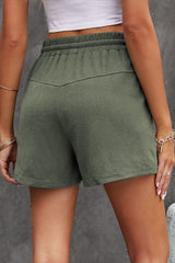 Women's Lace-Up Casual Pocket Solid Color Sports Shorts