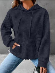 Solid Color Printed Long Sleeve Hooded Casual Pullover