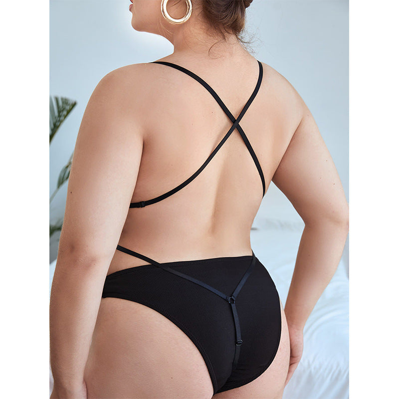 Plus Size Sexy Lace Underwear Fashion Passion Backless Temptation Jumpsuit