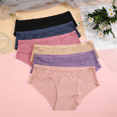 Seamless Quick-Drying Bikini Lace-Trimmed Low-Rise Briefs