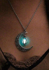 Halloween Crescent Moon Glow Bead Necklace