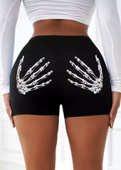 Halloween Skeleton Hand Boyshort Panties - Black