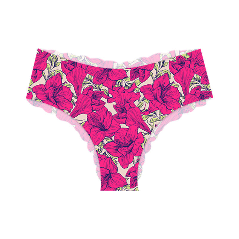 Printed Mid-Low Waist Seamless Sexy Panties