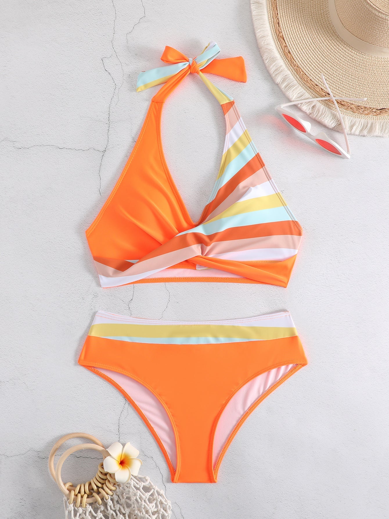 Cross-Over Bikini Two-Piece Set in Multiple Colors