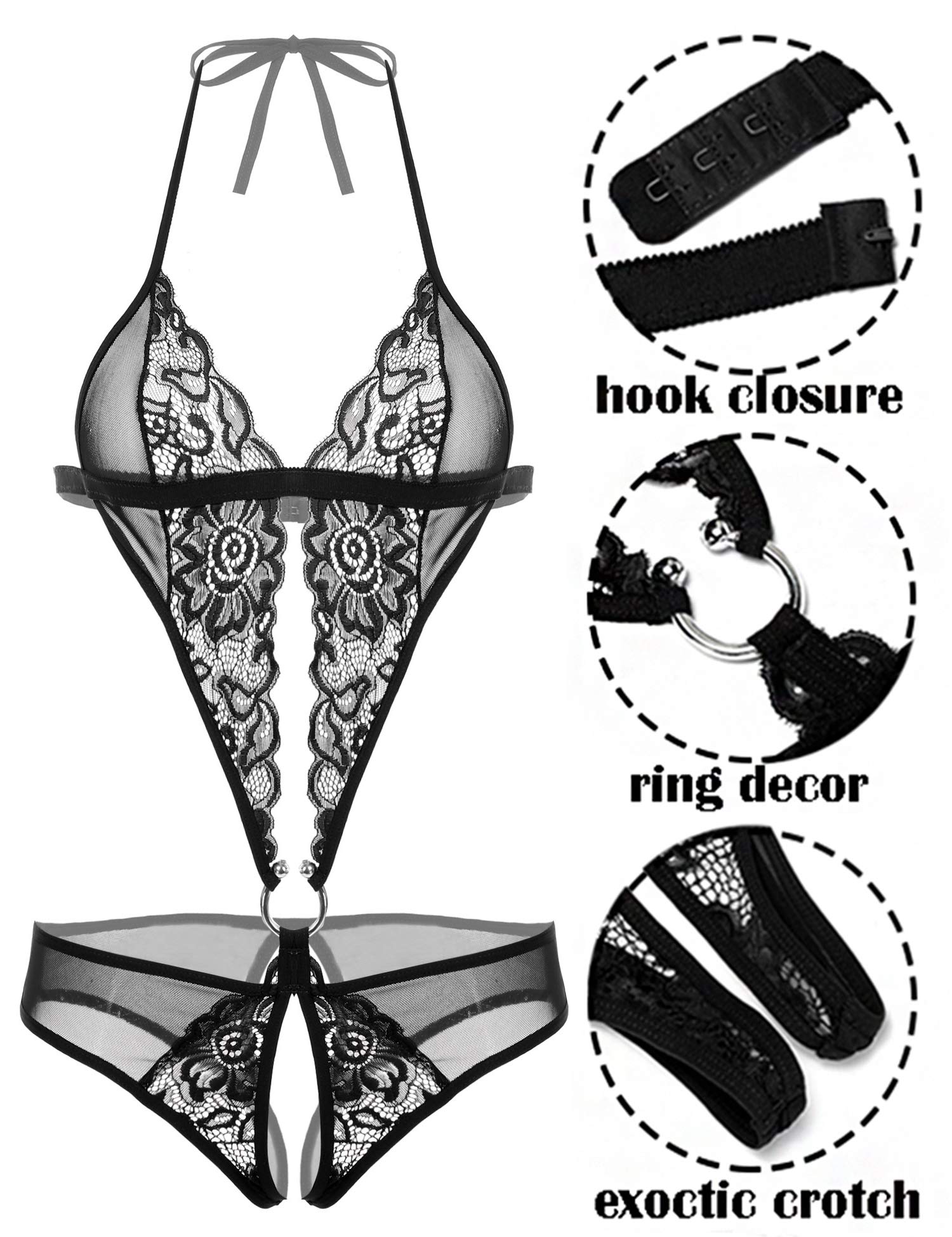 Deep V Lingerie Lace Teddy One Piece Babydoll Mini Bodysuit