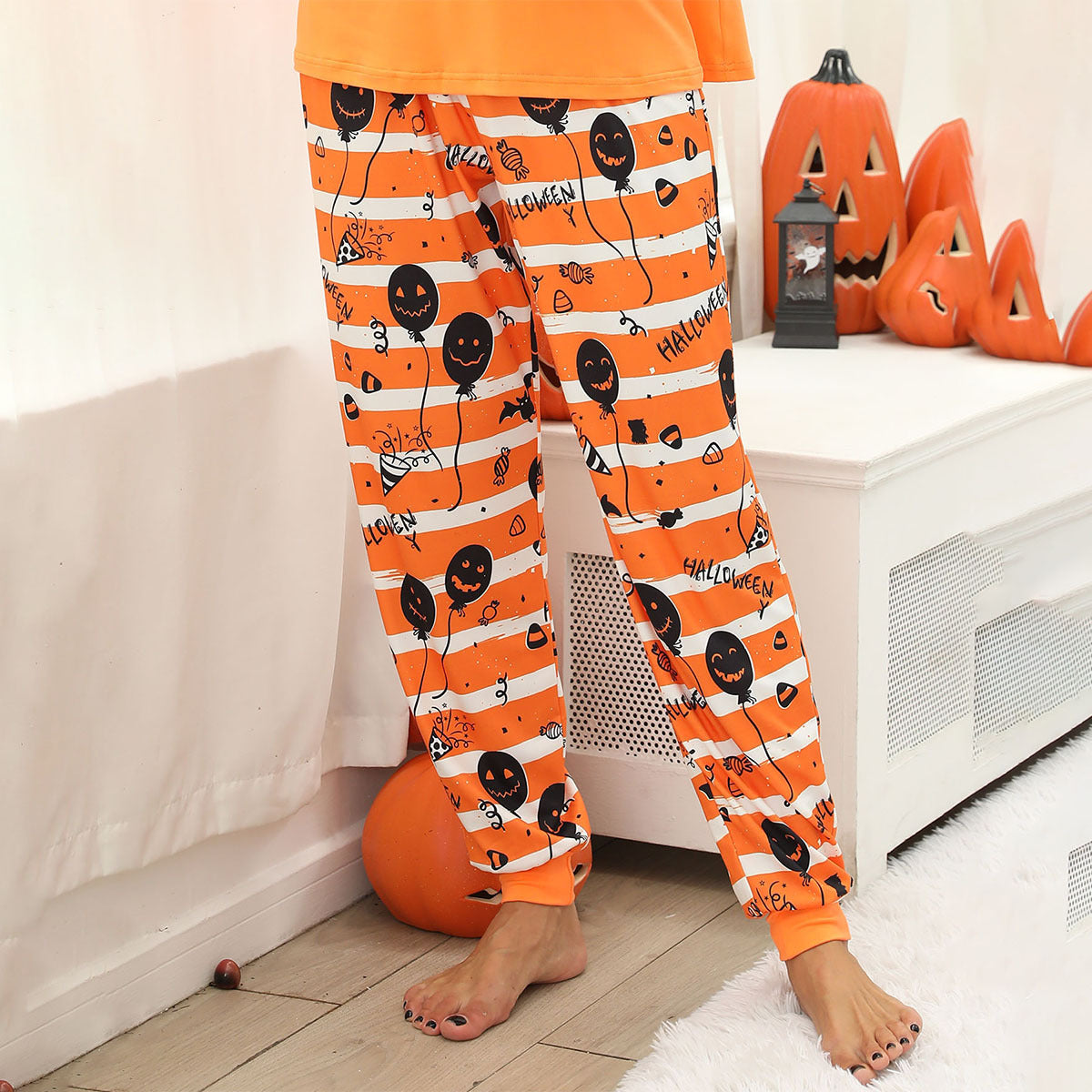 Halloween Women's Printed Autumn And Winter Long-Sleeved Trousers Home Wear Suit