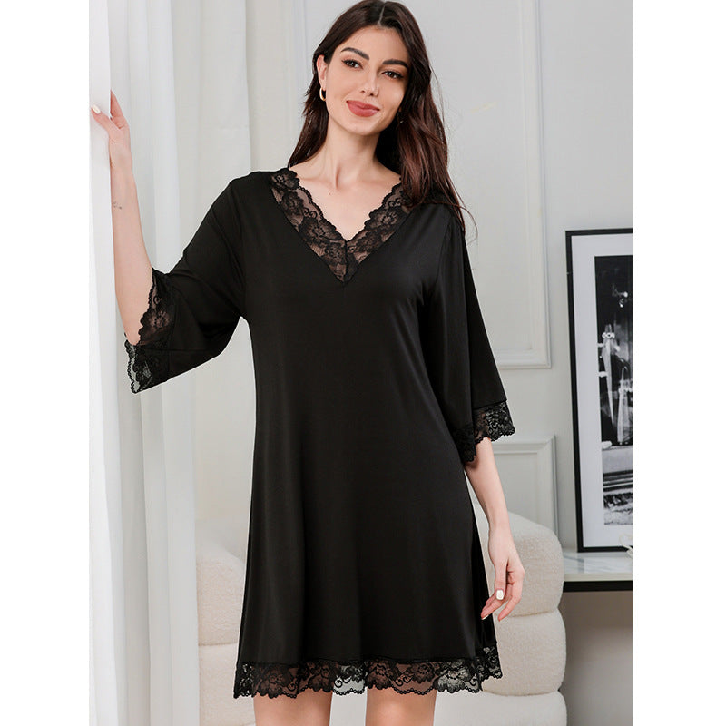 Lace Sexy V-neck Homewear Nightdress