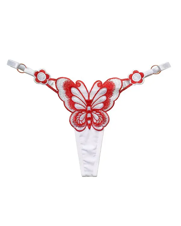 Butterfly Embroidery Low Waist Thong Panty