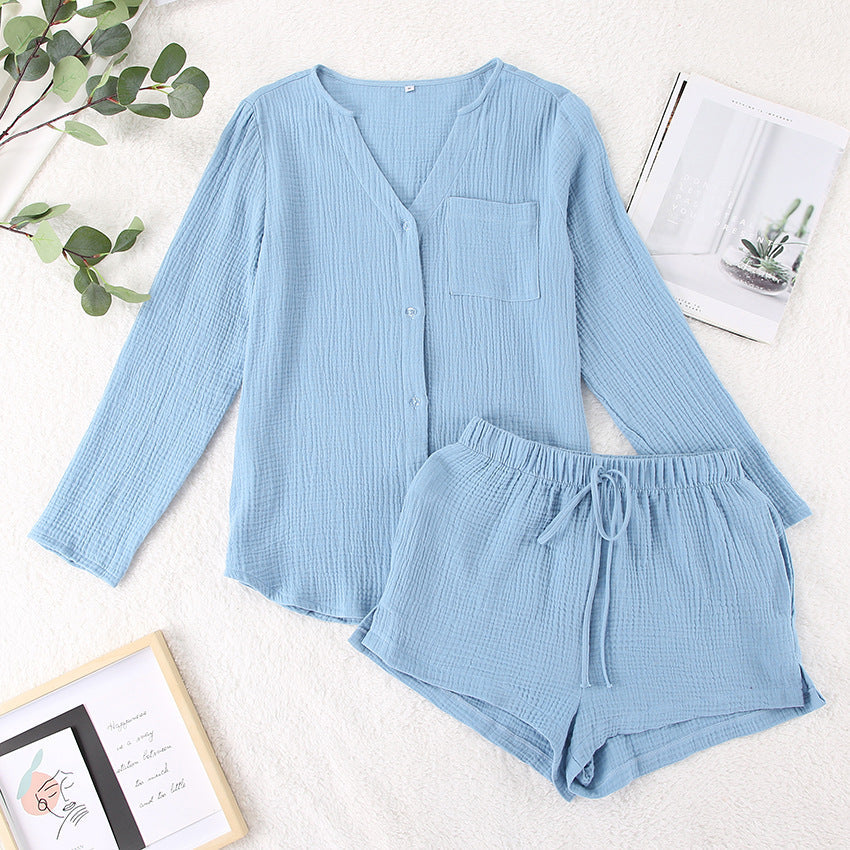 Solid Color Double Layer Gauze Cotton Fashion Suit