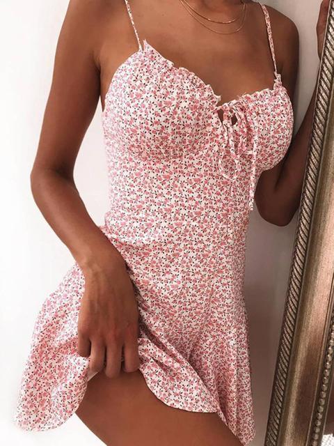 Floral Print Tie Front Mini Dress