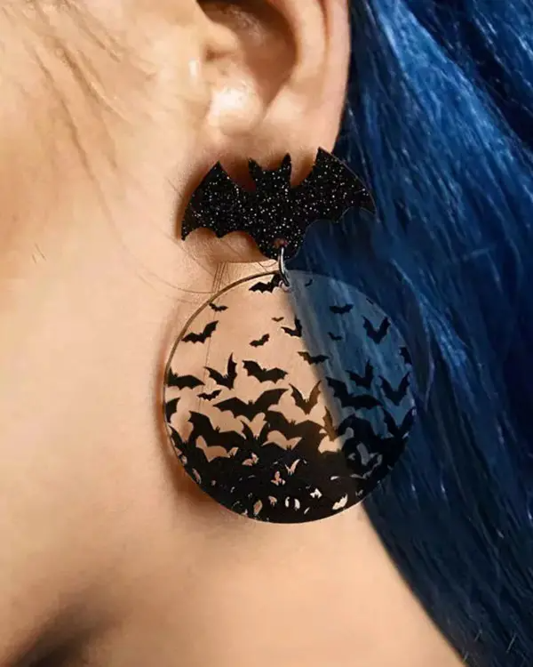 1Pair Halloween Bat Dangle Drop Earrings