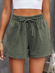 Women's Lace-Up Casual Pocket Solid Color Sports Shorts