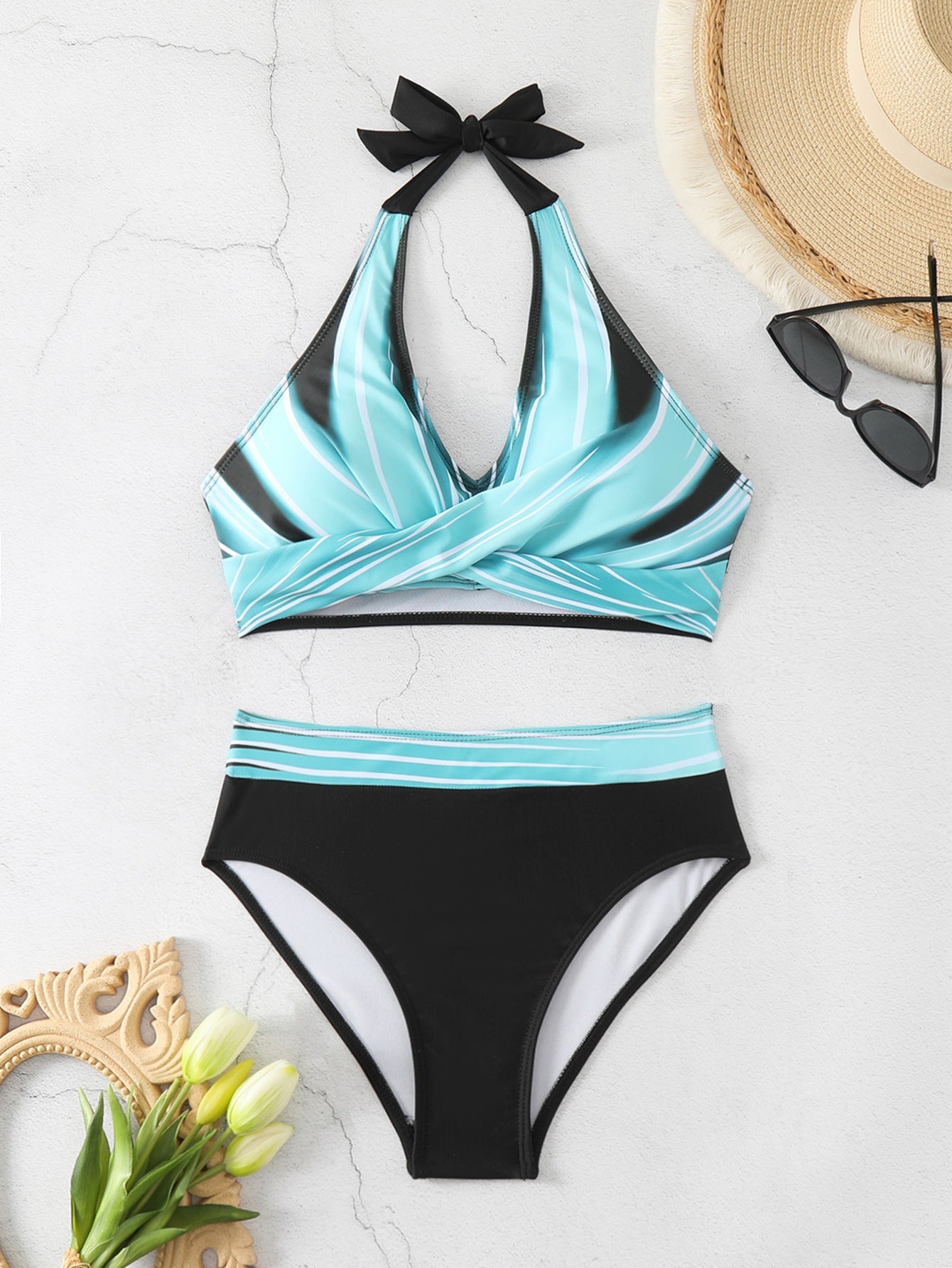 Cross-Over Bikini Two-Piece Set in Multiple Colors
