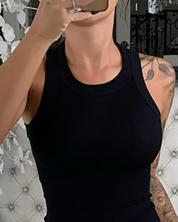 O-Neck Knit Sleeveless Casual Top